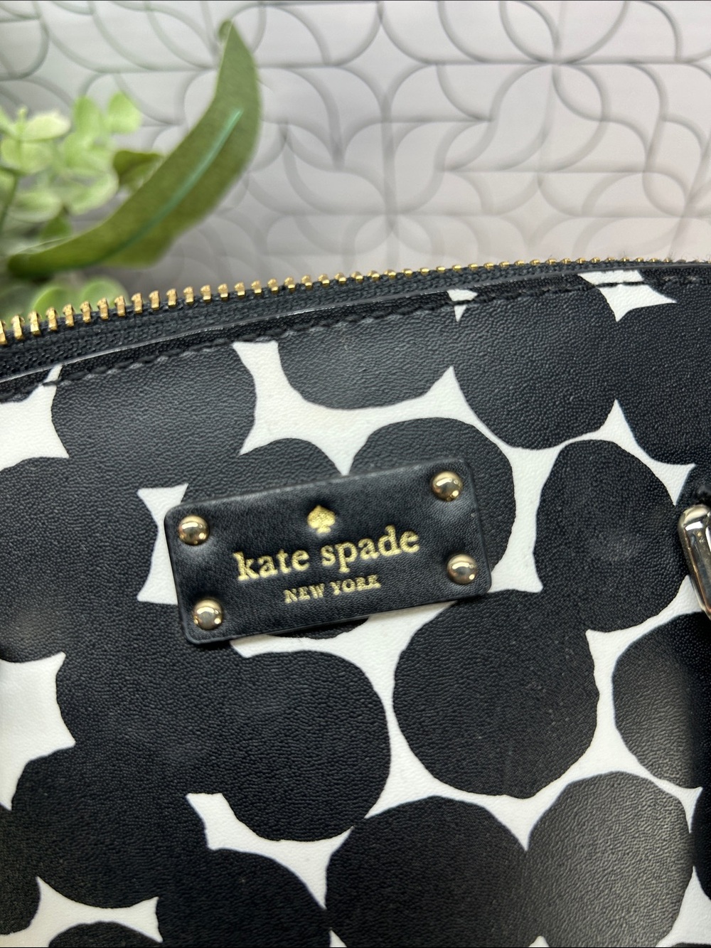 kate spade Black & White Patterned Dome Satchel - Picture 6 of 12
